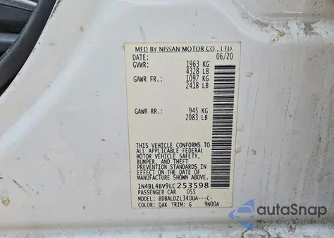 2020 Nissan Altima S z USA, uszkodzony, nr VIN 1N4BL4BV9LC253598